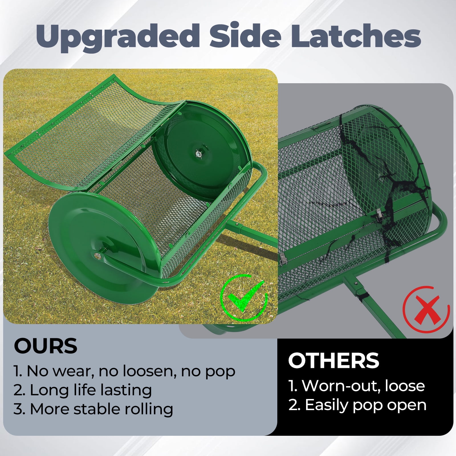 Kojem 24 Inch Peat Moss Compost Spreader with Upgrade T Handle Peat Moss Spreader for Lawn and Garden