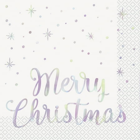 Way to Celebrate! Iridescent Christmas Paper Luncheon Napkins, 6.5in, 16ct
