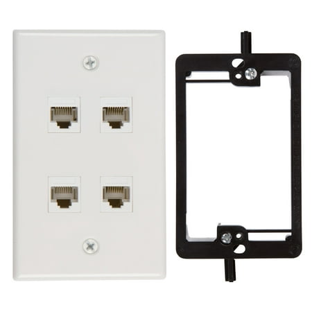 - Buyer's Point 4 Port Cat6 Wall Plate, Female-Female White with Single Gang Low Voltage Mounting Bracket Device (4 Port)