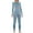 Blue, variant on Women's Two Piece Outfit Long Sleeve Crop Top Tracksuit Yoga Legging Workout Set Slimming Activewear High Waisted Sweat Suit Athletic Clothing Set Black Medium