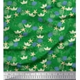 thumbnail image 1 of Soimoi Rayon Fabric Paper Boat,Fish & Starfish Ocean Printed Fabric 1 Yard 42 Inch Wide, 1 of 1