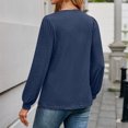 thumbnail image 6 of ATOYSOY Loose Shirts for Women Trendy Casual Cotton Linen Outwear Fall Solid Color Tops Deep V Neck Pullovers Long Sleeve Tees Blue XXL, 6 of 6