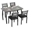 thumbnail image 1 of Modern 5-Piece Dining Table Set for 4, Space-Saving Metal & Wood Design with Cushioned Seats, Chamfered Edge – Perfect for Apartments, Small Spaces, Breakfast Nook – Multiple Color Options, 1 of 8