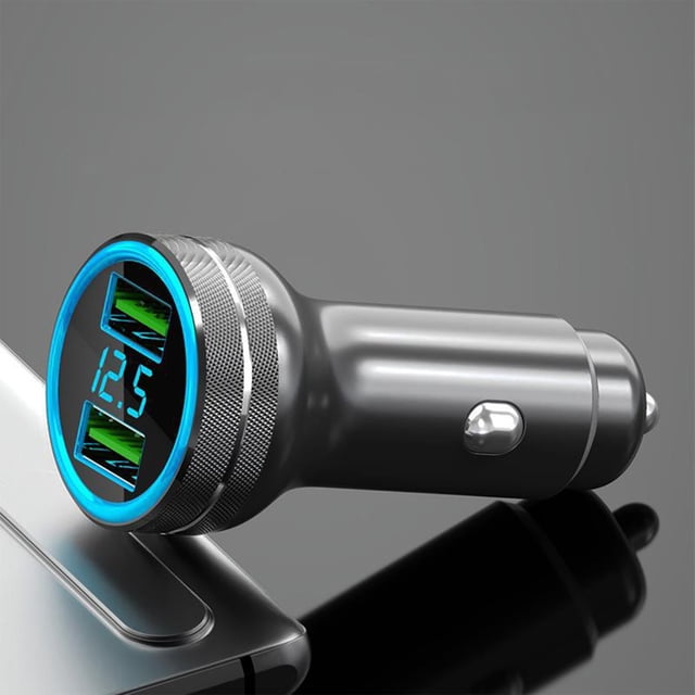 LSLJS Cars Chargeur de Voiture 40W Double USB Entièrement Compatible Charge Rapide avec Affichage de la Tension Lumière Puce de Protection Intelligente, Battery Chargers
