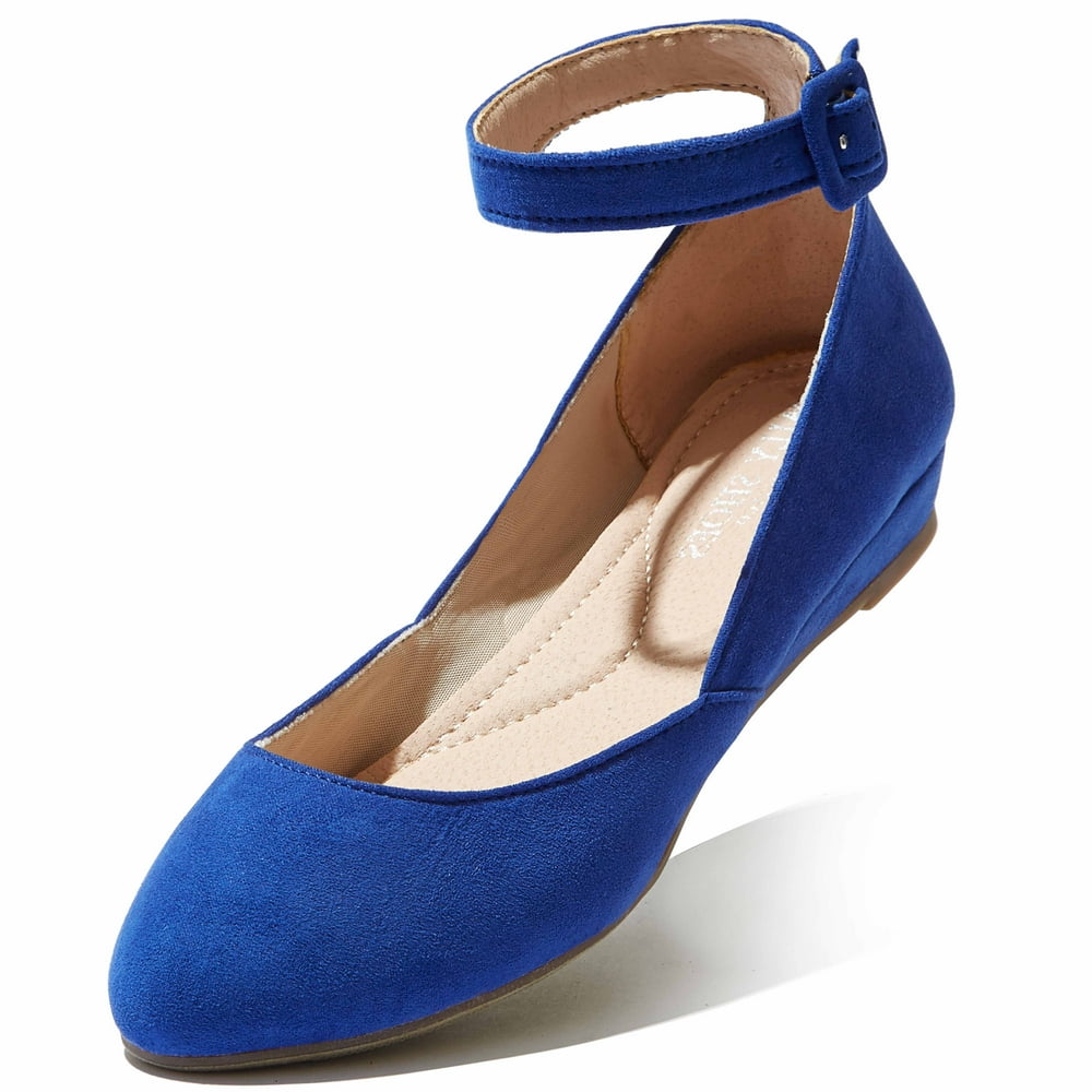 round toe ankle strap flats