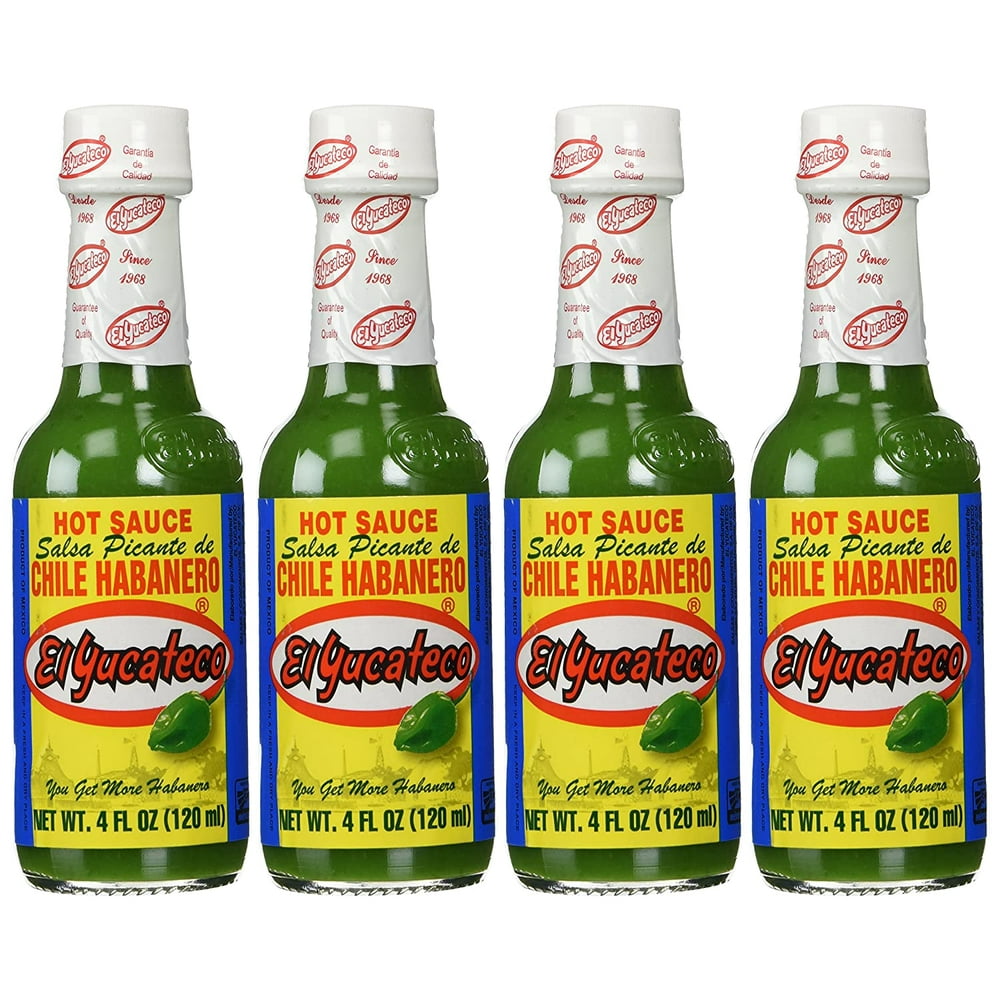 El Yucateco Sauce Habanero Green Hot 4 Ounce (Pack of 4)