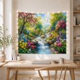 thumbnail image 5 of Pastoral Waterfall with Wildflowers and Butterfly in a Serene Whimsical Watercolor for Nature Lovers, Botanical Wall Art Housewarming Gift Tapestry Wall Hanging for Bedroom and Living Room, 5 of 7