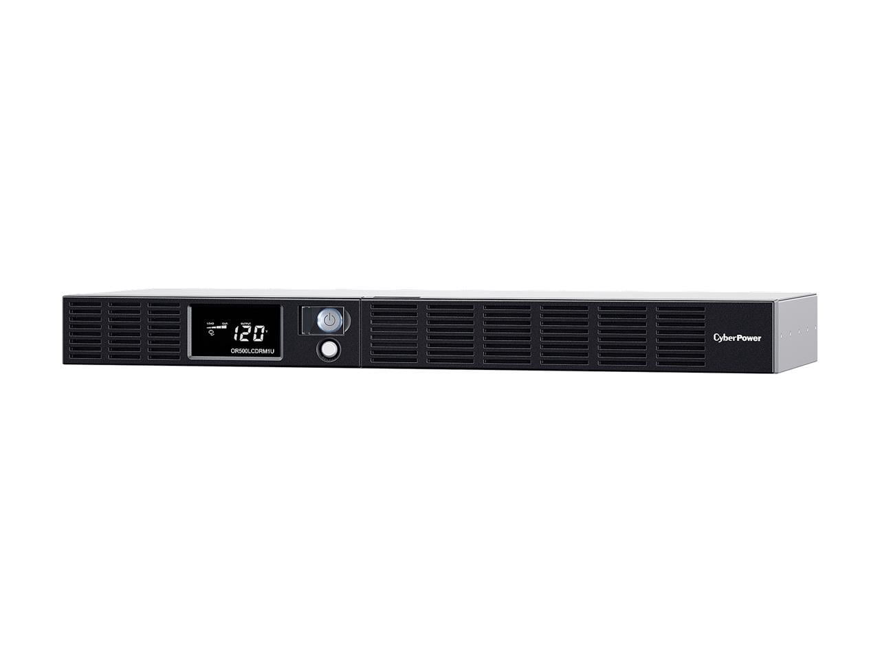 CyberPower OR500LCDRM1U Smart App LCD UPS Systems - 500VA/300W, 120 VAC, NEMA 5-15P, 1U, Rackmount, 6 Outlets, LCD, PowerPanel,  4 x 5-15R Battery/Surge Protected 2 x 5-15R Surge Protected Outlets
