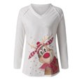 thumbnail image 4 of Moda mujer Casual cuello en V Navidad impreso manga larga camiseta blusa Tops Pompotops gfhjh20759, 4 of 4