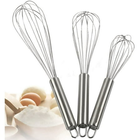 

Sunjoy Tech Stainless Steel Whisks 3PCS 8 10 12 Wire Whisk Set Kitchen Tool Kitchen whisks for Cooking Blending Whisking Beating Stirring