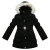 Richie House Girls Padded Winter Jacket with Belt and Faux Fur Hood RH0784-D-7/8