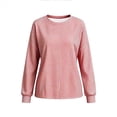 thumbnail image 3 of Nowekniz Women Vertical Striped Patchwork Crewneck Sweatshirt, Oversized Drop‑Shoulder Long‑Sleeve Loose‑Fit Dressy Blouse, Soft Casual Business Shirt for Work Vacation, 3 of 4