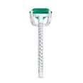 thumbnail image 3 of Rosec Jewels Cushion Cut Lab Created Emerald Solitaire Ring with Diamond for Women (8 mm), 14K White Gold, US 6.50, 3 of 8