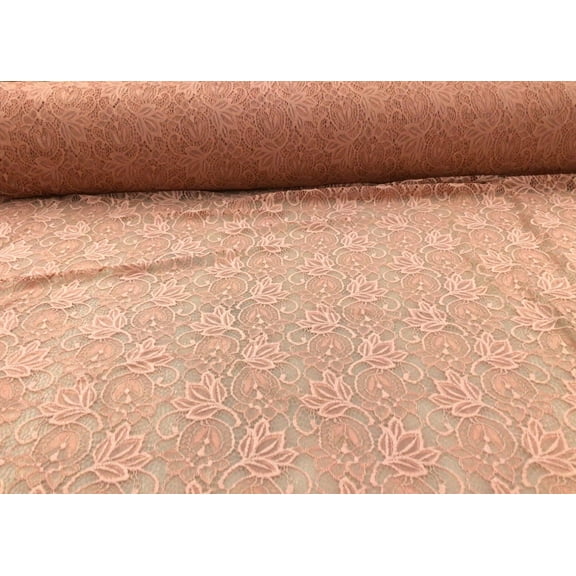 Embroidered Stretch Lace Apparel Fabric Sheer Floral Blush Pink VV412