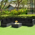 thumbnail image 4 of Patiojoy 7 Pcs Outdoor Patio Furniture Set All-Weather PE Rattan Sofa Set w/Coffee Table & Cushions Black, 4 of 10