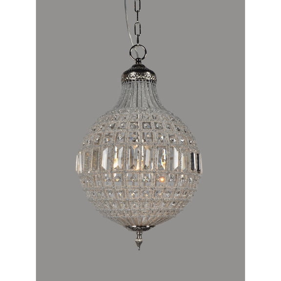 Annabelle Pendant Fixture with Clear Crystals in Silver Metal