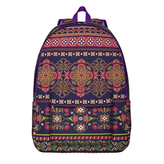 Floral Boho Laptop Backpack for Women, School Bookbag with Multi-Pocket Design and Waterproof Exterior