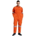 thumbnail image 3 of inhzoy Men's Long Sleeve Work Coveralls Jumpsuits Mechanic Uniform Lightweight Reflective Safety Workwear Orange 6XL/200, 3 of 7