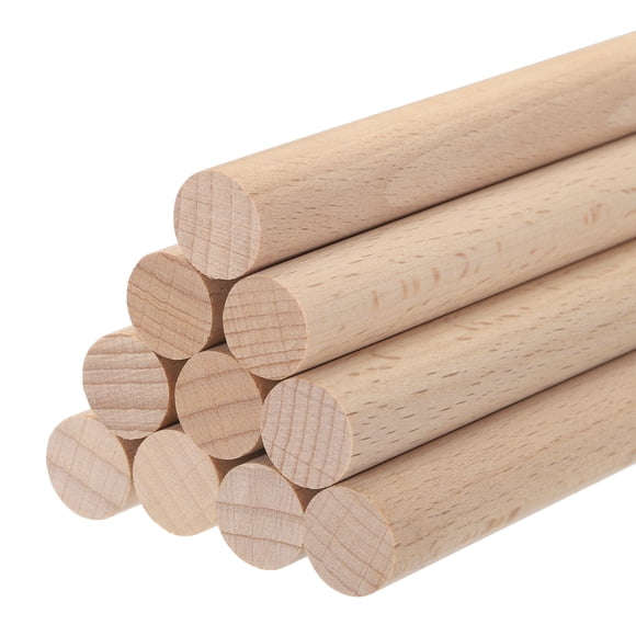 Unique Bargains Wooden Dowel Rods Wood Sticks, 12'x0.59' Round Wooden Dowels Rod for DIY, Arts Decoration, Crafts Wand, 10pcs