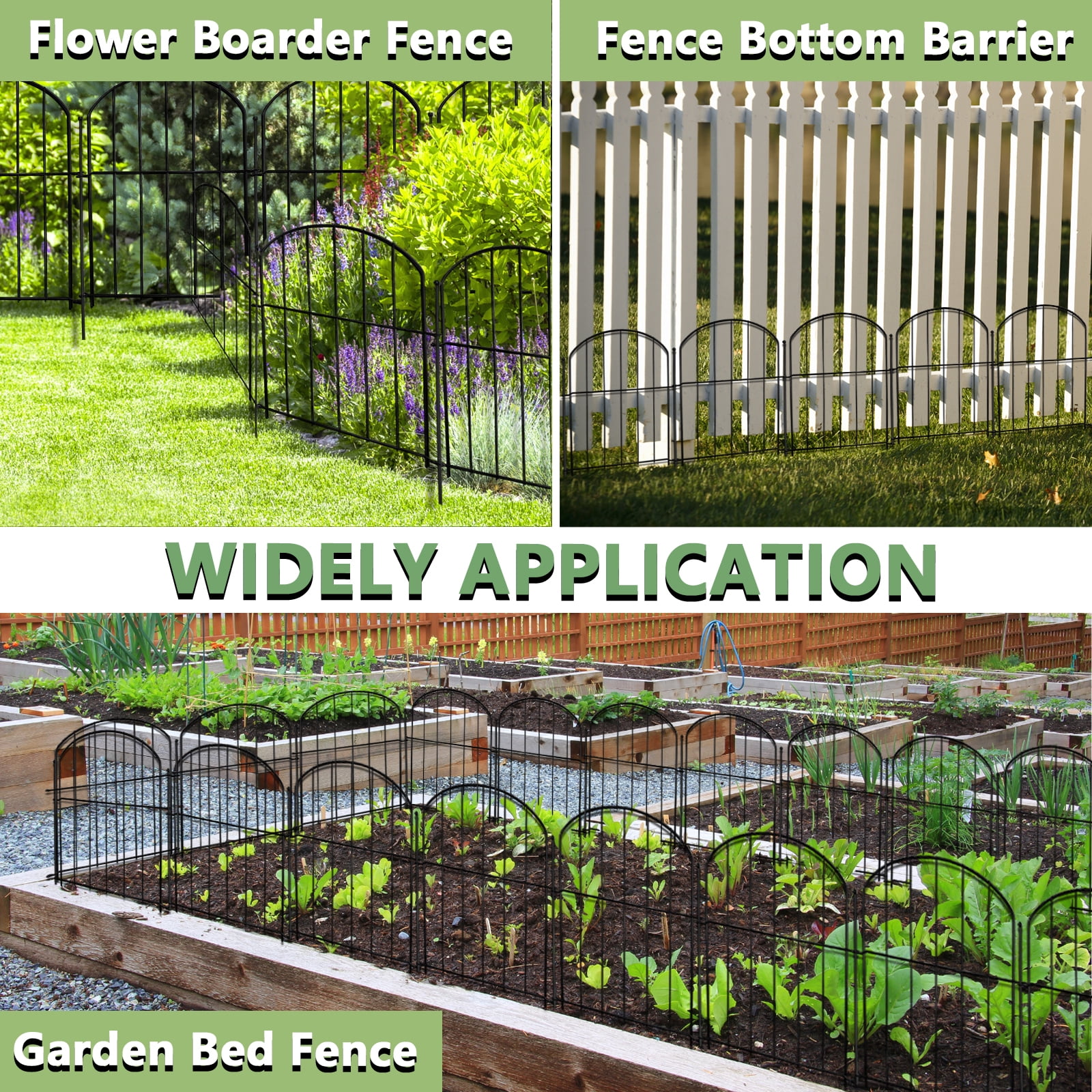 Quobiad 21in(H) x 26ft(L) Garden Fence Animal Barrier No Dig, 26 Panels Rustproof Arched Small Metal Fencing, 1.5in Gap Fence Border, Outdoor Decorative Fence for Yard Dogs Rabbits