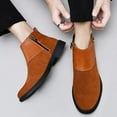 thumbnail image 5 of Men's Genuine Leather Buckle Dress Chelsea Boots with Side Zipper Fashion Pointed Toe Waterproof Non-Slip Casual Business Formal Booties, 5 of 6