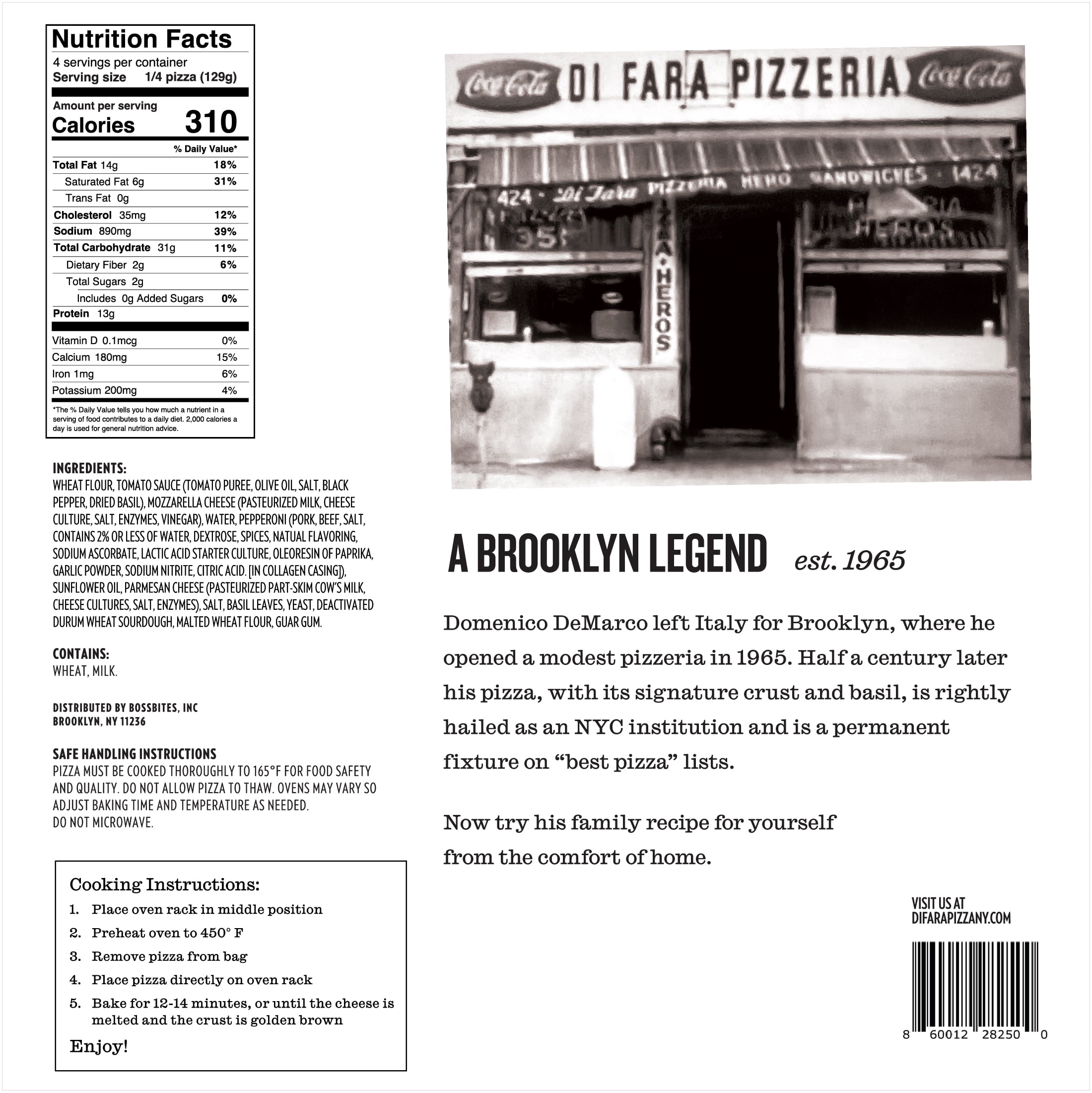 Di Fara Pepperoni Pizza, Authentic New York Style, Premium Mozzarella Cheese, Ready-to-Bake, 12-Inch, 18.2 oz ( Frozen)