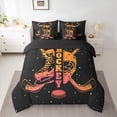 thumbnail image 3 of Homewish Ice Hockey Sports Bedding Comforter Set 7pcs for Kid, Sports Player Queen Bedding Sets, Black Orange Cartoon Theme Reversible Queen Sheet Sets, Luxury Bedroom Decor, 3 of 8