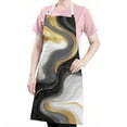 thumbnail image 5 of Black Marble Gold Wave Pattern Apron-Garden Aprons for Women with Pockets-Cotton Linen Waterproof Kitchen Cooking Gardening Aprons Adjustable for Kitchen,Cooking,BBQ and Salon 33x27 Inch, 5 of 7