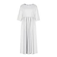 thumbnail image 3 of SnnmBlm Women's Half Sleeve Linen Maxi Dresses Casual Loose Plus Size Beach Dress for Women White L, 3 of 4