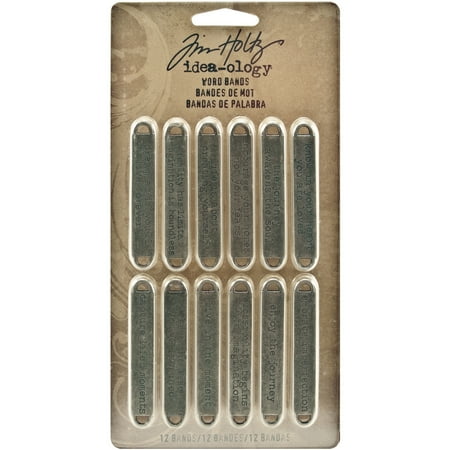 Idea-Ology Metal Word Bands .375"X2.375" 12/Pkg-Antique Nickel Life