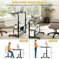thumbnail image 4 of FCH 31.5" Mobile Small Standing Desk, Adjustable Height Mobile Computer Desk, w/2 AC Outlets + 3 USB Ports & Hooks, Storage Shelves, Suitable for Gaming, Studying, Home Office, Gray, 4 of 18