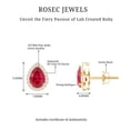 thumbnail image 4 of Rosec Jewels Pear Cut Created Ruby Classic Stud Earring with Diamond Accent - 1.5 Carat - AAAA Quality, 14K Yellow Gold, 4 of 6