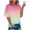 Pink, variant on Plus Size Women's Casual T-Shirt Ombre Printed Round Neck Short Sleeve Loose Comfy Blouse Tops, Pink L