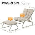 thumbnail image 2 of Lounge Chair, Outdoor/ Indoor Lounger, Weatherproof Relaxing Deck Chair with FootStool, Soft Cushion, for Garden, Patio, Load Capacity 350lbs, Beige, 2 of 7