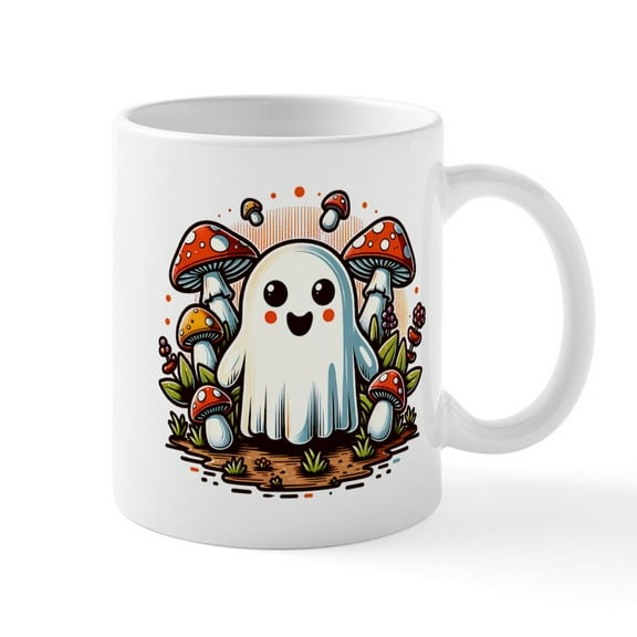 CafePress - Halloween Vintage Cottagecore Mushrooms - 11 oz Ceramic Mug - Novelty Coffee Tea Cup