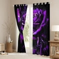 thumbnail image 3 of Homewish Valentine'S Day Rose Blackout Curtains Set of 2 (52x84 Each),Romance Flower Floral Window Curtains,Purple Sequin Print Curtains and Drapes For Men Women,Luxury Bedroom Decor, 3 of 6
