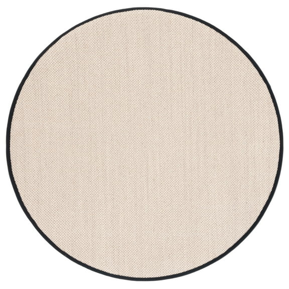 SAFAVIEH Natural Fiber Kentigern Border Seagrass Area Rug, Marble/Black, 6' x 6' Round