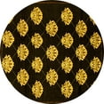 thumbnail image 1 of Ahgly Company Machine Washable Indoor Round Abstract Yellow Modern Area Rugs, 7' Round, 1 of 4