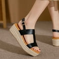 thumbnail image 5 of Anuirheih Women's Fashion Straw Shoes Open Toe Anti-Slip Temperament Wedge Sand Sandals Women Clearance(Black), 5 of 9