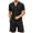 Black, variant on VBTAPA Mens Beach Outfits 2 Piece Sets Solid Textured Cuban Shirt and Shorts Set Summer Casual Lounge Sets Yoga Tracksuit Set Black XXL