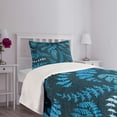 thumbnail image 3 of Ambesonne Blue Quilted Bedspread Set 2 Pcs, Floral Swirl Leaves Branch, Twin Size, Turquoise Pale Blue, 3 of 5