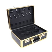 Anqidi Gold/Black Barber Case Stylist Hairdressing Toolbox Clipper Trimmer Organizer Metal Storage Box Portable Suitcase