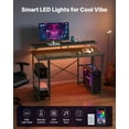 thumbnail image 2 of VEVOR 47 inch Computer Desk with Smart LED Lights and Power Outlets, Reversible Gaming Office Desk with Monitor Stand and 2-Tier Storage Shelves, Study Work for Home Office, Black, 2 of 9