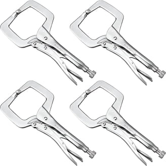 2-Pack 4" Heavy-Duty C-Clamp Set – Cast Iron, 2" Throat Depth, 1125 Lbs Clamping Force, Non-Slip Swivel Pads For Woodworking, Welding, Building