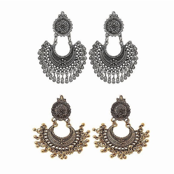 Ethnic Jhumka Indian Bollywood Dangle Earrings Metal Tassel Drop Earrings Fashion Jewelry Gifts for Girls Female K3ND