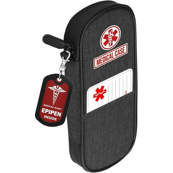 Epipen Carry Case Waterproof Insulated Travel Medication Organizer Bag with A Epipen Zipper Pull Bag Tag