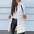 thumbnail image 6 of Long Puffer Vest Women Sleeveless Full Zip Up Puffy Jackets Quilted Padded Fall Coats Winter Outerwear White L, 6 of 9