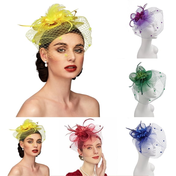 Fascinators Hat for Women LSQii Floral Mesh Ribbons Headband Sweet Blue Headwear Beret Pillbox Hat for Photo Shoot Tea Party Church Bridal Wedding