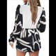 thumbnail image 3 of Camisas de Dos Piezas Falsas para Mujer, Otoño e Invierno, Blusa Informal de Larga con Estampado Geométrico para Mujer, , Talla M, 3 of 10