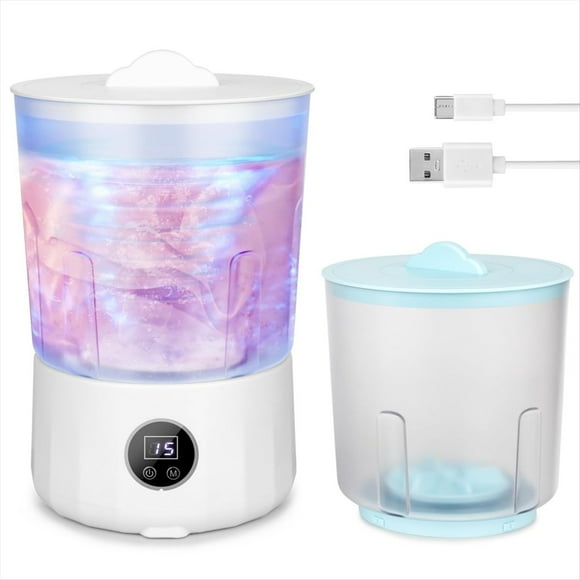 Lavadora de Ropa Interior - Minilavadora Recargable de Dos Cubetas con Cubas Aisladas de 1,5 L, Ideal para Viajes, Camping y Dormitorios.